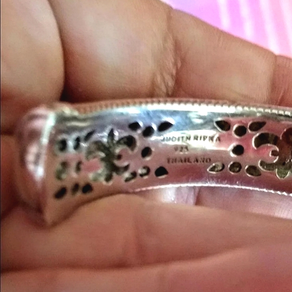 J Ripka Hinged SSilver Prasiolite Citrine Bracelet - Picture 4 of 7